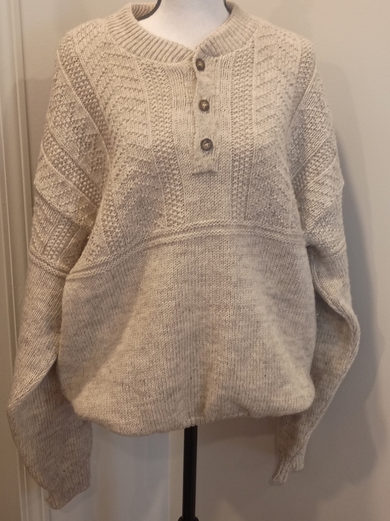 L.L. Bean Other - L.L. Bean Cream Textured Henley Crewneck Sweater